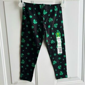 Girls Legging Pants Size XS (4/5) NEW Glitter Shamrocks St Patrick’s Day Sparkly